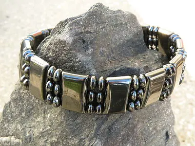 Men’s Women’s 100% Black Magnetic Therapy Hematite Bracelet Anklet 3 Row • $56.99