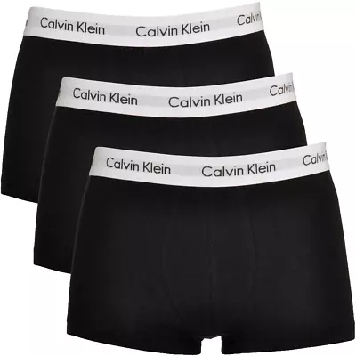 Calvin Klein Men's Brief Stretch Boxers 3 In 1 Pack All Black White Belt UK • £15.99