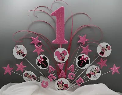 Mickey Minnie Cake Topper 1st 2nd 3rd 4th Stars/ Hearts On Wires Personalise 010 • £14.99