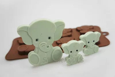 4+1 Elephant Animal Baby Chocolate Candy Bar Silicone Mould Lolly Resin Wax Melt • £5.99