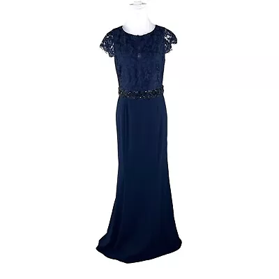 ML Monique Lhuillier Size 10 / 12  Navy Lace Mermaid Evening Gown * Altered • $99.89