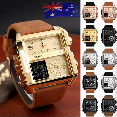 Men's Digital Business Watch LED Square Large Face Analog Quartz Wrist Watch ✿ • $44.10