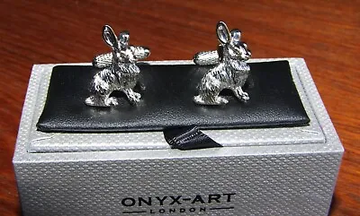 Superb Pair Of Rhodium-coated Hare/rabbit Cufflinks In Box • $22.40