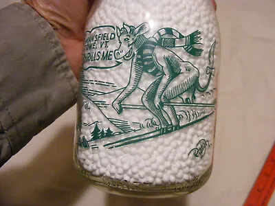 Skiing Cow Mansfield Dairy  Stowe VT  Tall Round Quart Excellent Condition • $49.50