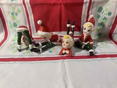 Vintage Christmas Tumbling Elves Pixies Set Of 4 • $149.99