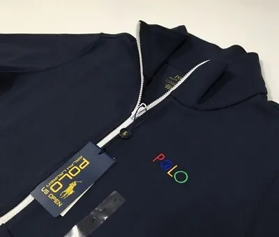 Polo Ralph Lauren US Open Tennis Stadium Track Running Jacket Double Knit Navy • $125.99