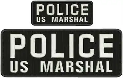  POLICE Us Marshal Embroidery Patches 4x10 And 2x5 Hook White Lettering • $15.99