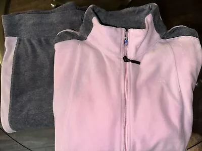 Sb Active Track Suit 2 Piece Ladies Gray Pink  Velore Stripe Jacket& Pants Large • $14