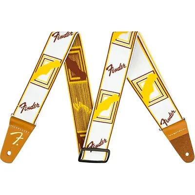 Fender WeighLess Monogram Guitar Strap White Brown And Yellow 2 In. • $32.99
