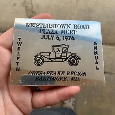 VTG 1974 ACCA Chesapeake Region Antique Car Show Dash Plaque Baltimore MD • $24.95