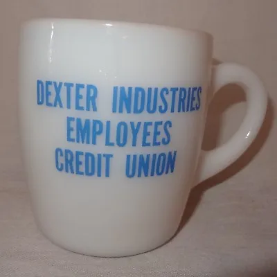 Dexter Industries Employees Credit Union Coffee Mug 9 Oz Cup Milk Glass  • $14.99