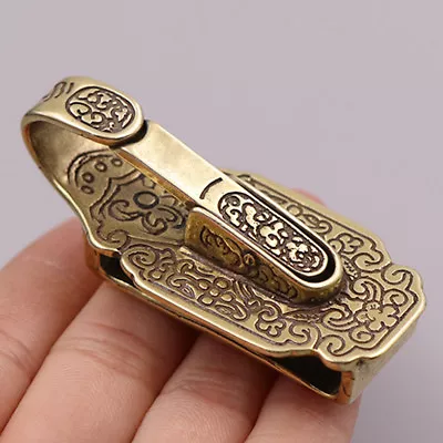 Solid Brass Vintage Belt Clip Keychains Hook Snap Clasps Fits For 35mm Wide Belt • $8.99
