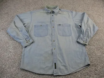 VINTAGE Timberland Denim Jean Button Down Shirt Mens Medium Weathergear Grunge • $5.68