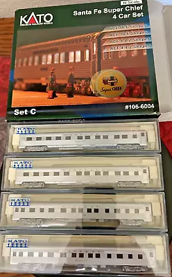 SANTA FE   SUPER CHIEF  - 4 Car ADD-ON Set C - N Scale - KATO  NEW RTR OOP RARE • $299.89