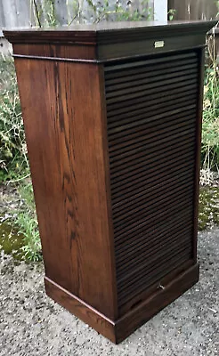 Outstanding Rare Tambour Oak Arts & Crafts Office Filing Cabinet Chest 9 Trays • £1285