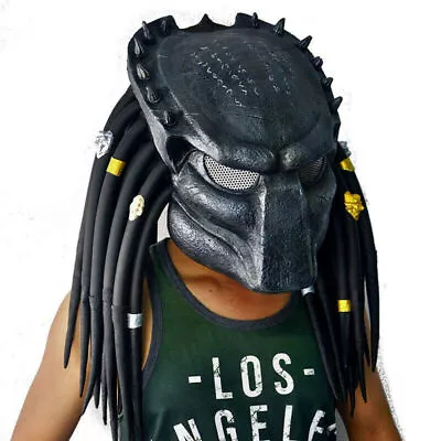 IN US Predator Alien Vs Predator Mask Helmet W/ Braid Halloween Cosplay Costume  • $48.36