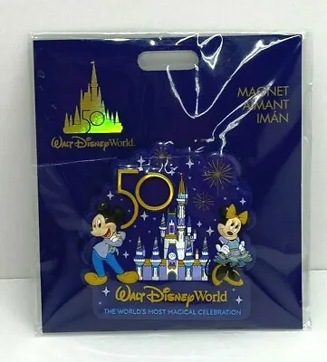 Disney World 50th Anniversary Cinderella Castle Mickey & Minnie Magnet  • $19.95