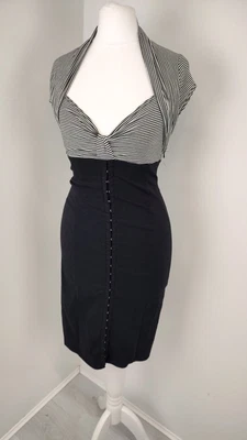 £15 • Buy Jane Norman Womens Pencil Dress Lace Up Detai Hook & Eye Milkmaid 90s Y2K Size10