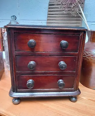 Antique Mahogany Apprentice Chest Of Drawers Collectors Compact Desk/Table Top • £195