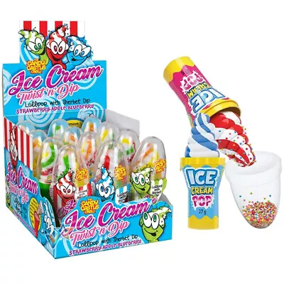 Ice Cream Twist & Dip Lollipop Dipper 27g - Fruit Flavoured Ice Cream Pop Sweets • £22.06