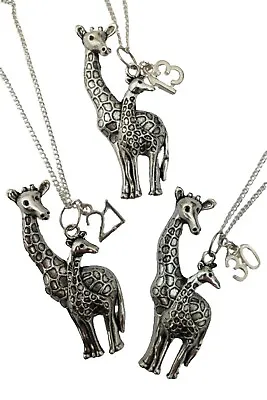 £6.97 • Buy SILVER NECKLACE LARGE GIRAFFE AND CALF Charm Pendant Birthday Anniversary Gift