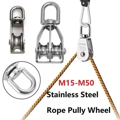 Single Dual Pulley Rope Pully Lifting Wheel Swivel Block M15 M20 M25 M32 M50 • £6.47