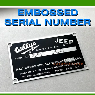 $55 • Buy Willys Jeep  Fc-150 170 Plate Station Wagon Pick Up Data Tag