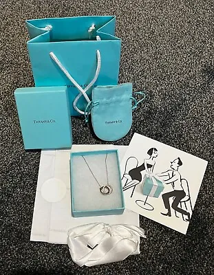 £250 • Buy Tiffany Interlocking Circles Sterling Silver Necklace. Original Box, Pouch & Bag