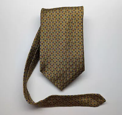 Brooks Brothers Makers Men's Ancient Madder Tie Gold Blue Geo English Silk USA • $25.99