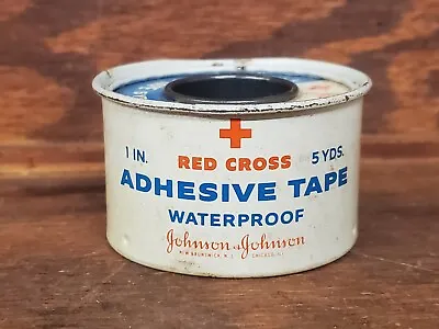 Vintage Red Cross Johnson & Johnson Adhesive Bandage Tape Metal Tin 43 Cents • $1.25