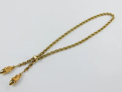 Vintage Gold Tone Lariat Slide Chain Acorn Dangle Necklace 30  • $24.99