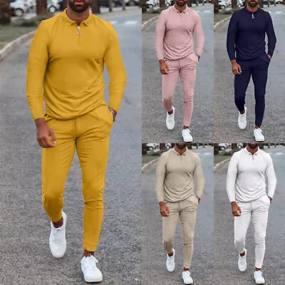 Men's Tracksuits 2 Pcs Outfit Casual Short Sleeve Sweat Suit Running Exercise ◁ • $7.02