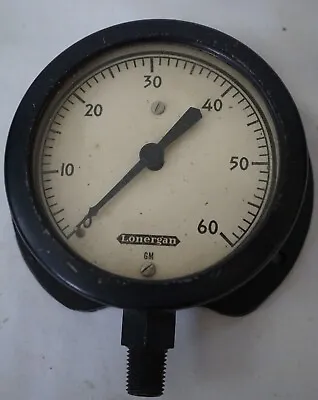 Vintage Heavy 4 Inch Lonergan Pressure Gauge 0-60 Steampunk • $29.99