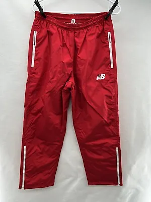 Mens Red New Balance Warm Up Pants White Zippers Pull String Size SM Ships Free • $19.98