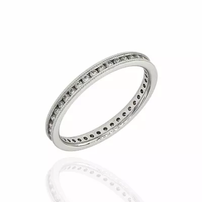 0.42ctw Diamond Milgrain Edge Eternity Band/ Ring In 14K White Gold SZ 6.75 • $1400