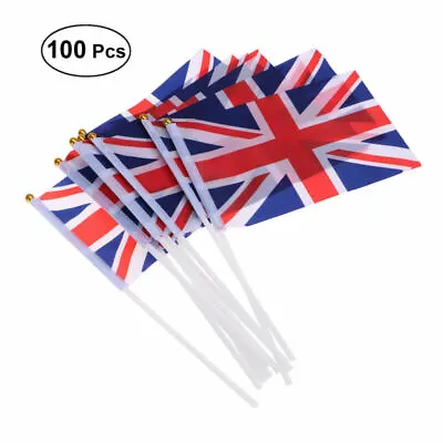 100Pcs Britain Flags Union Jack Hand Held Flags Uk Flag Waving Flag • £15.02