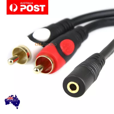 3.5mm AUX Female To 2 RCA Male Splitter Cable Stereo Audio AV Adapter Cord • $7.45