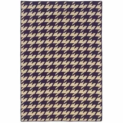 Hawthorne Collection 5' X 8' Hand Woven Houndstooth Wool Rug In Purple • $101.07