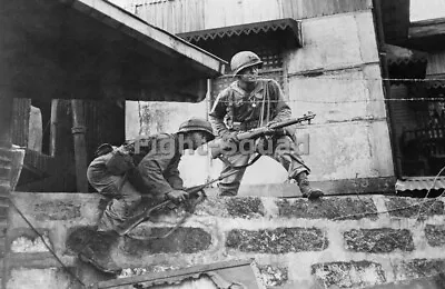 WW2 Picture Photo US Soldiers In Manila Street With  M1 Carbine 3206 • $5.95