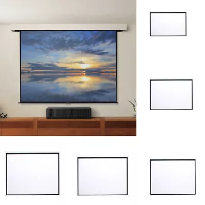 60/72/100/120'' Manual Screen Office Wall Pull Down Projector Screen Home Cinema • £65.99