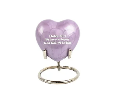 Small Keepsake Heart Cremation Token Ashes Mini Urns Fully Personalised Purple  • £24.99