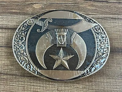 Vintage Shriners Masonic Shrine Solid Brass Belt Buckle Made In USA • $17.98