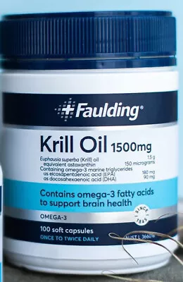 FAULDING® Krill Oil 1500mg 100 Soft Capsules • $80