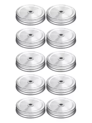 Mason Jar Lids With Straw Hole Reusable 70MM Tinplate Jar Lids Leak Proof • $10.61
