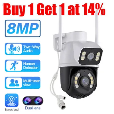 UK 4K IP Camera Wireless WIFI Outdoor CCTV HD PTZ Smart Home Security IR Cam 8MP • £32.99