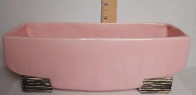 Vintage Glossy PINK & Flat Black USA Pottery Planter Rectangle McCoy • $20