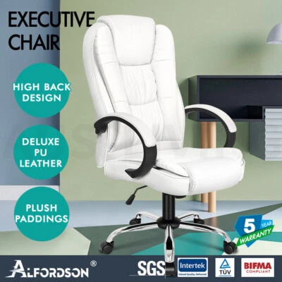 ALFORDSON Office Chair Mesh Executive Gaming Seat Leather Fabric Racing Tilt • $144.79