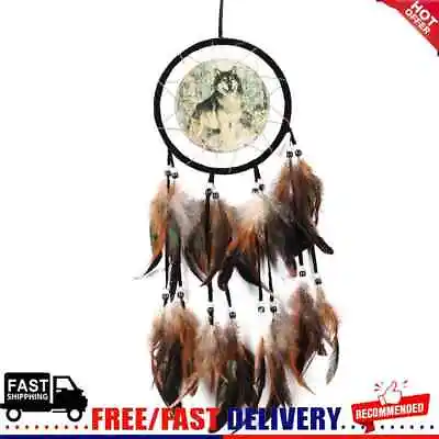 Wolf Totem Dream Catcher Feather Bead Hanging Decor Ornament • £5.39