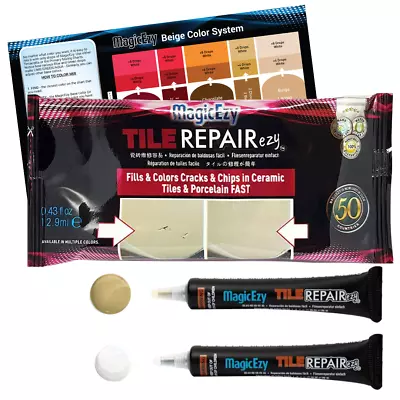 Tile RepairEzy: (Honey Beige & White) - Chipped Tile Repair - Fast:  MagicEzy • £23.99