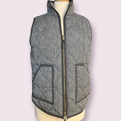 J Crew Excursion Quilted Down Puffer Vest WOMENS Size M Herringbone Print EUC • $27